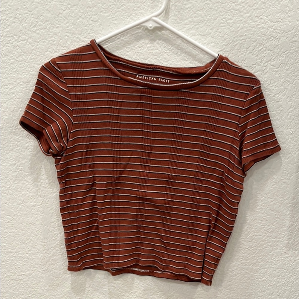American Eagle Outfitters Brown Striped Women's Top